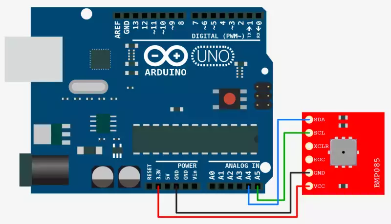 how to connect bmp085 pressure sensor to arudino uno