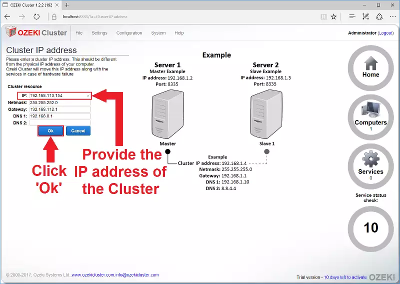 provide the ip address of the cluster