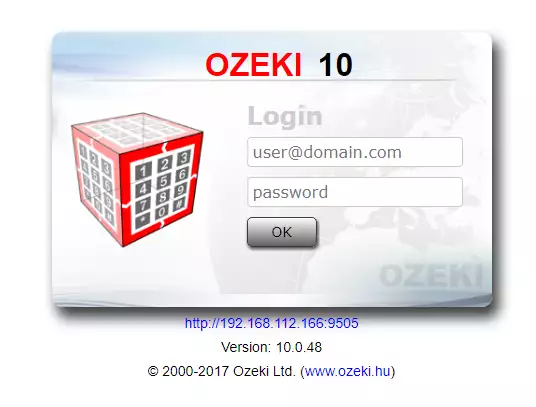 login page of the ozeki cluster