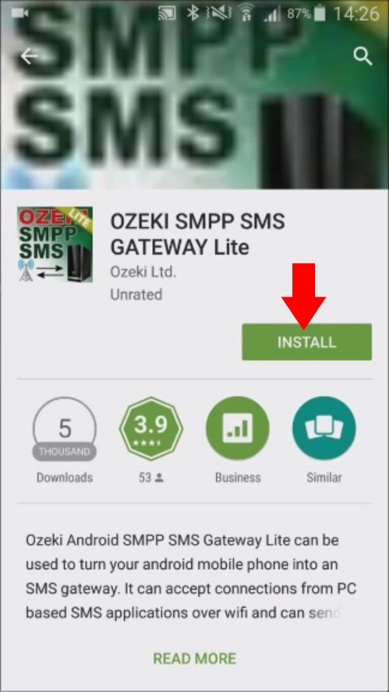 installing ozeki smpp sms gateway from the play store