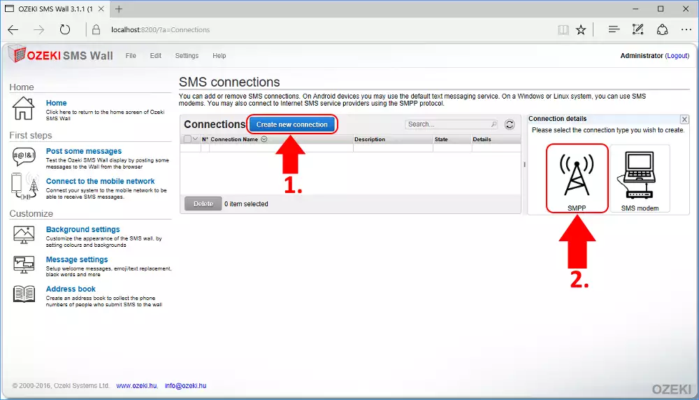 selecting smpp connection