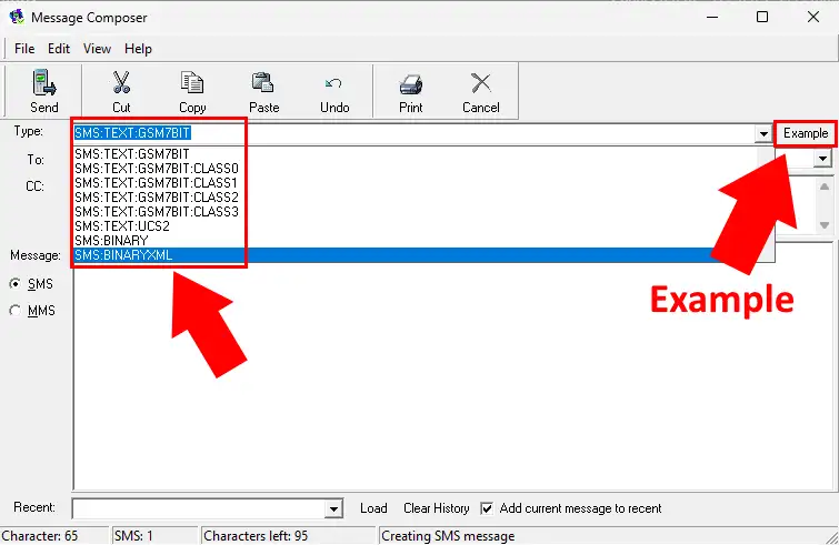 how to get a message example in ozeki message server
