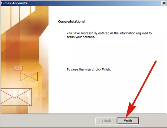 finished email setup in ms outlook