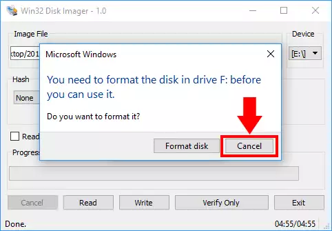 canceling disk format