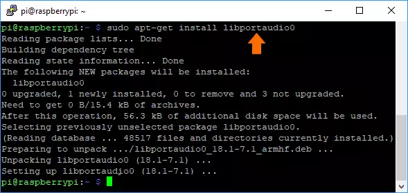 installing libportaudio package