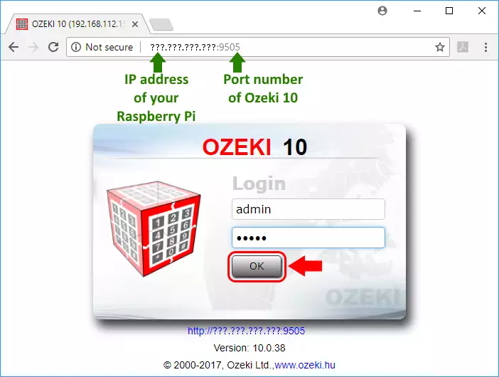 ozeki login screen