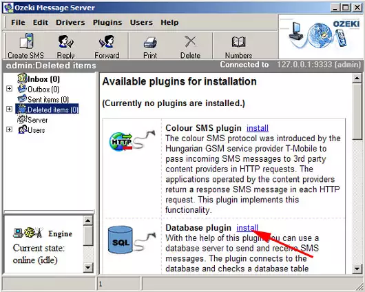 installation of the database plugin