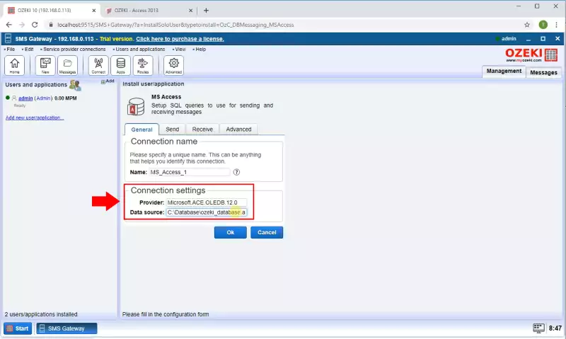 paste your database connection string at the database users configuration panel
