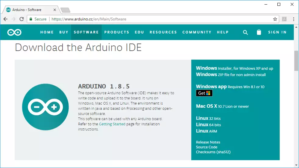 downloading the arduino development package
