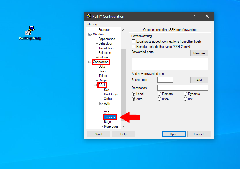 create ssh tunnel bsd client