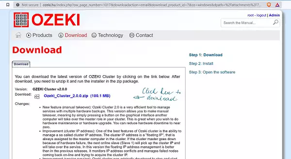 the download page of the cluster software