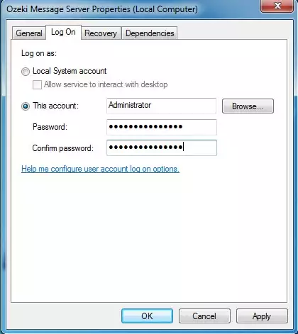 selecting the administrator account