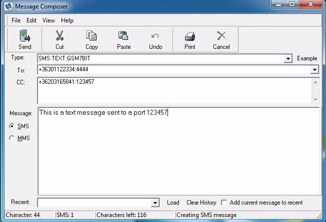 sms sending from Ozeki sms client