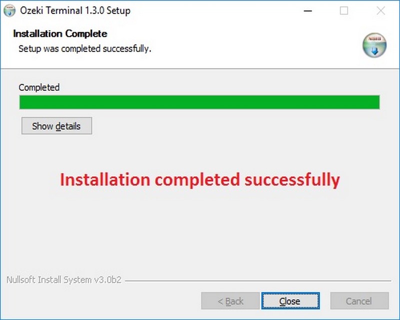 installation completed automatically
