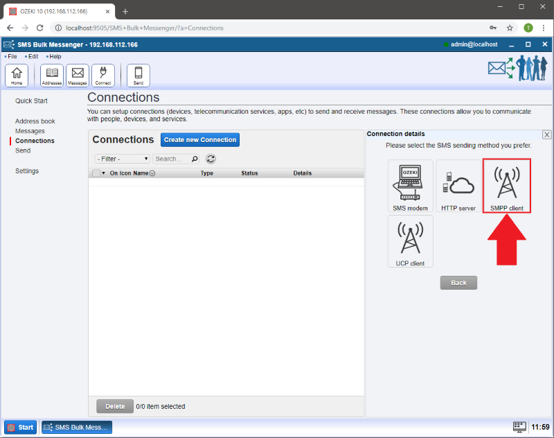 choose the smpp option