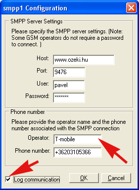 the smpp configuration form