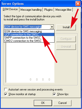 how to install a new ucp connection in ozeki sms server
