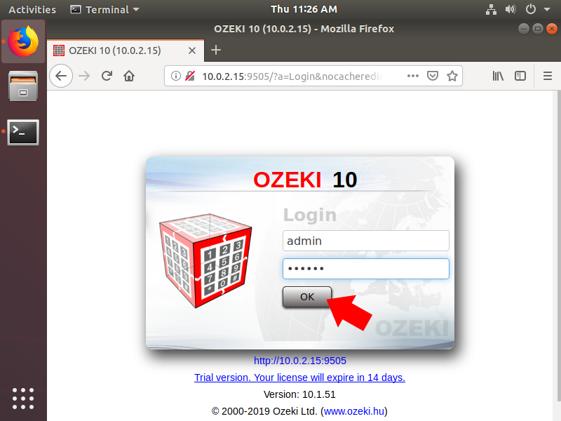 log in to ozeki 10