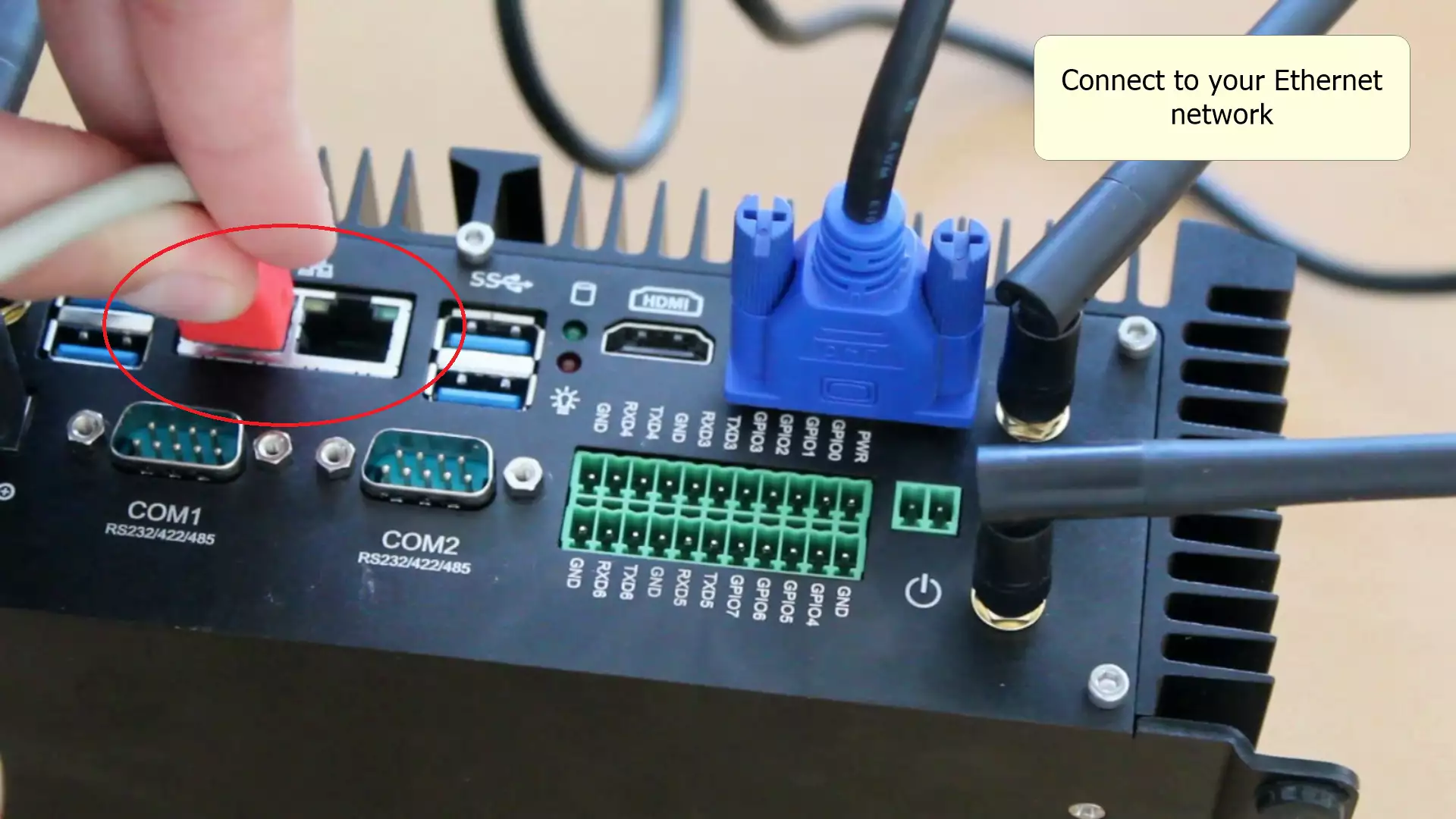 vga cable being connected to computer