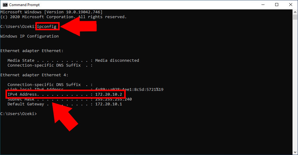 cmd ipconfig find ipv4