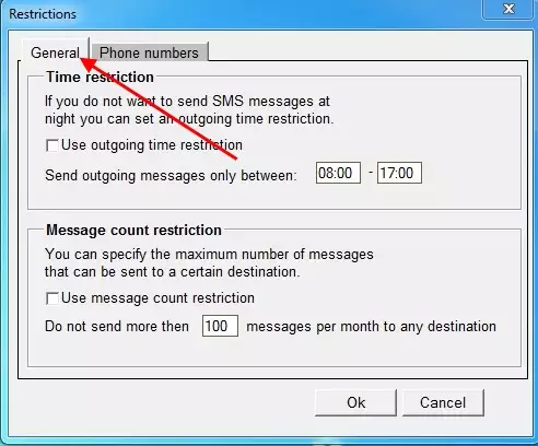 Time and SMS message count restriction