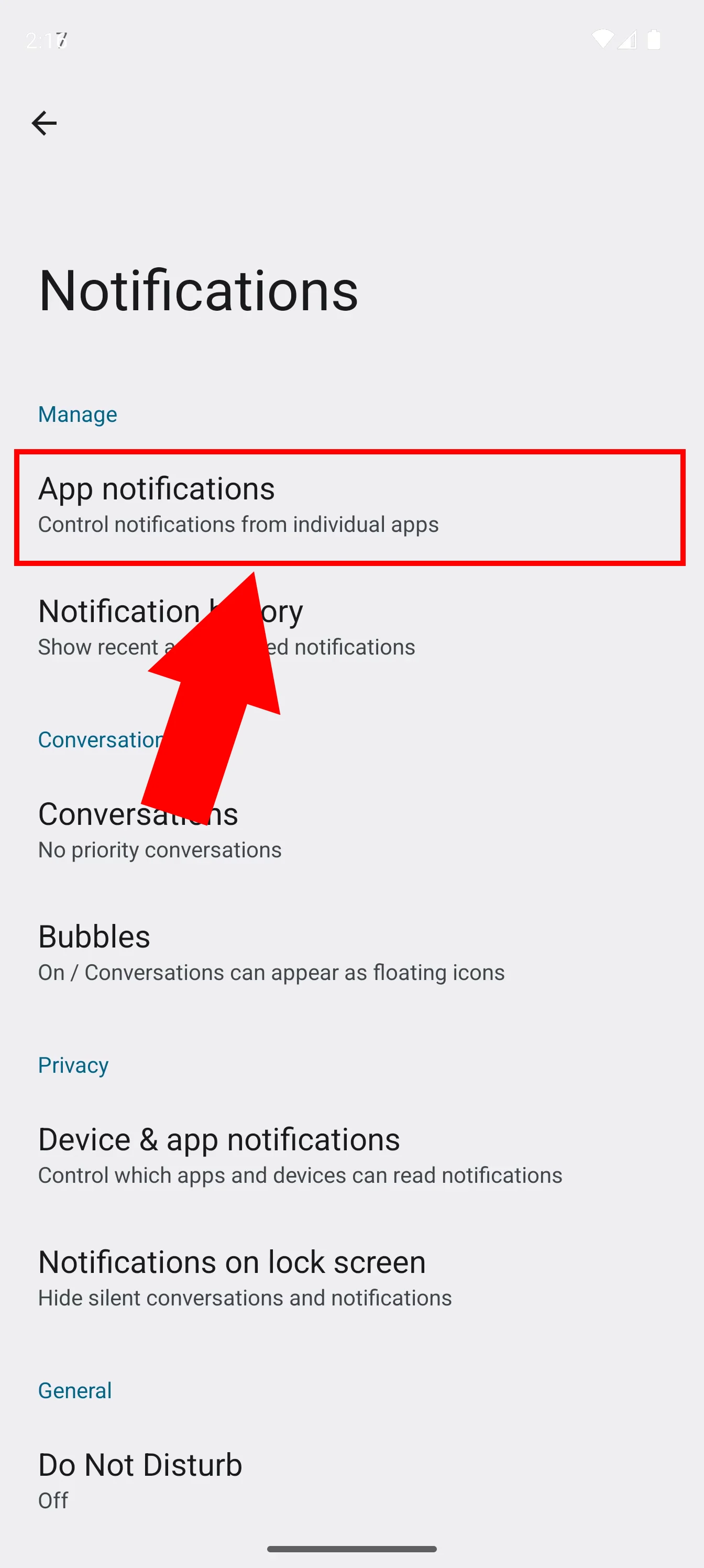 Open app notifications