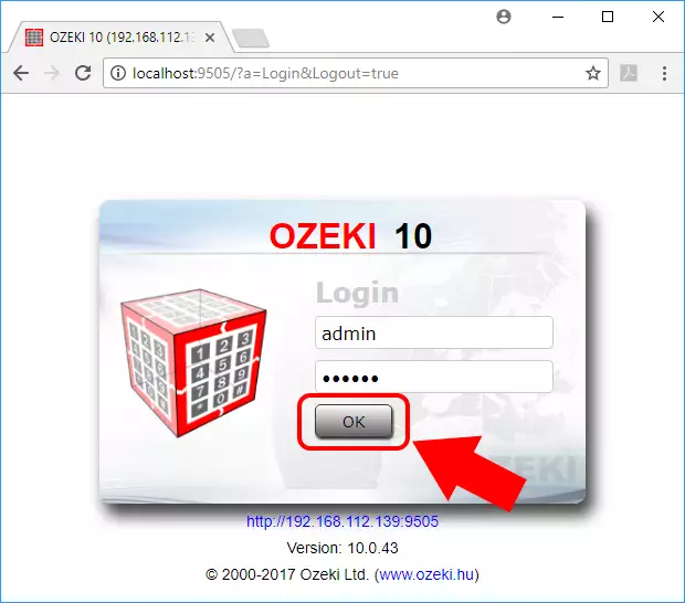 logging into ozeki software