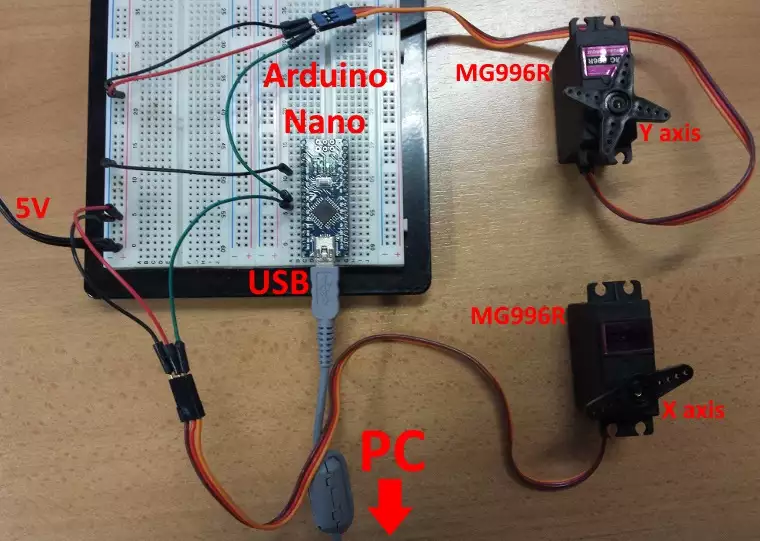 servo motors connected on the arduino nano