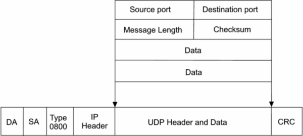 udp header and data encapsulated in the ip data field