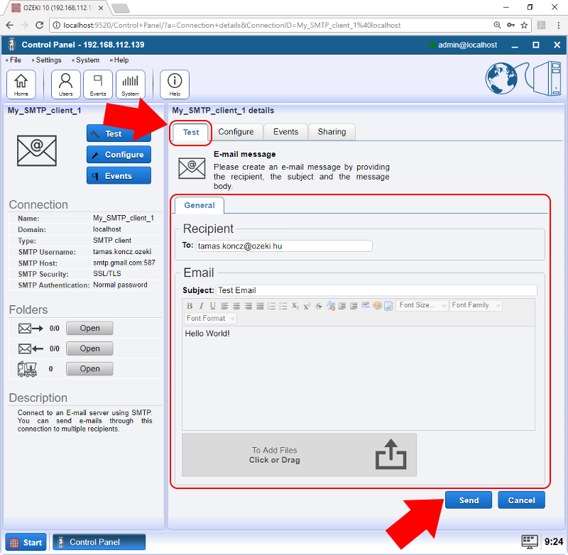 Smtp connection