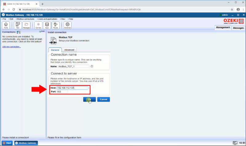 define the hostname or ip address