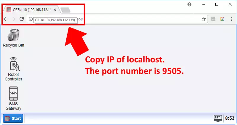 look at the ip address of your ozeki 10 server and copy ot