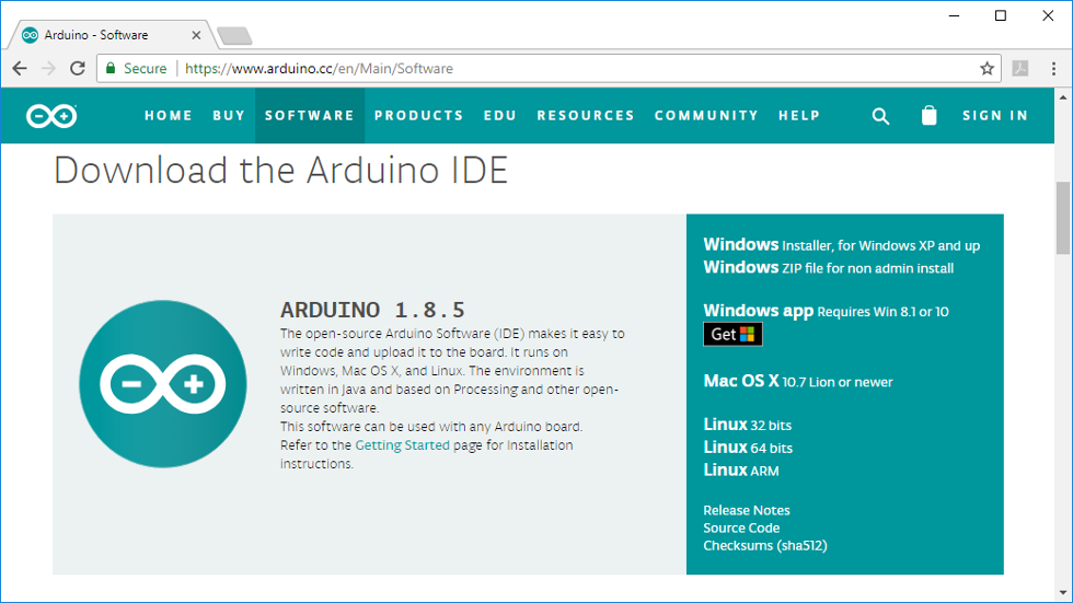 downloading the arduino development package