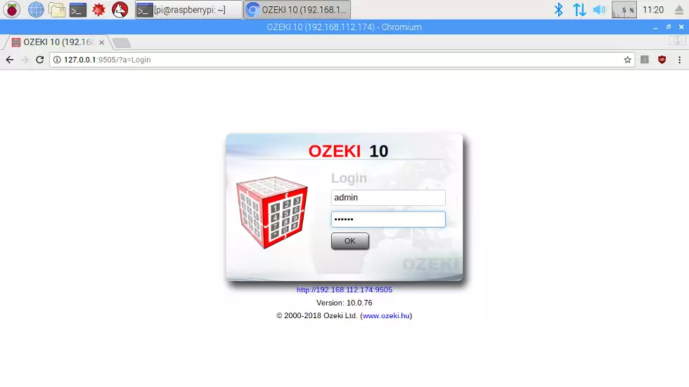 open the ozeki ten client gui then login