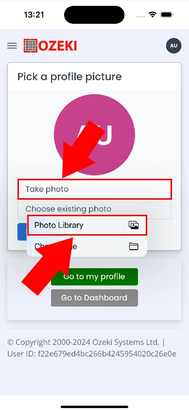 Choose existing photo from photo library